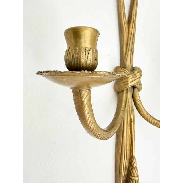 Vintage Brass Double Wall Candle Sconce, 1950s For Sale - Image 10 of 15