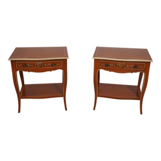 Pair Adam Style Painted Finish 1 Drawer Nightstands For Sale