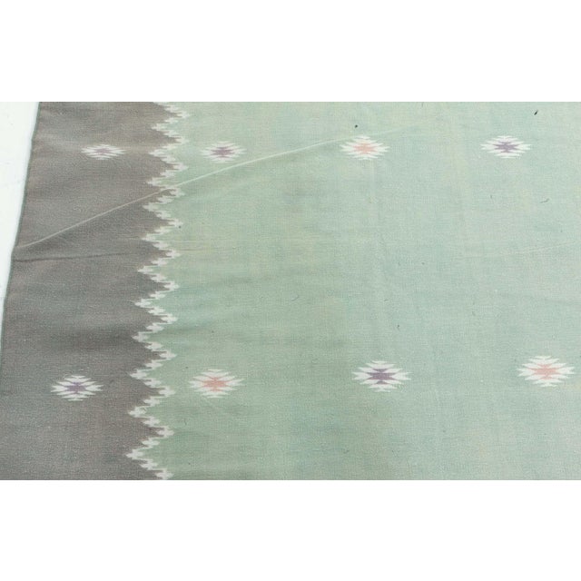 Doris Leslie Blau Vintage Indian Dhurrie Green Rug For Sale In New York - Image 6 of 8