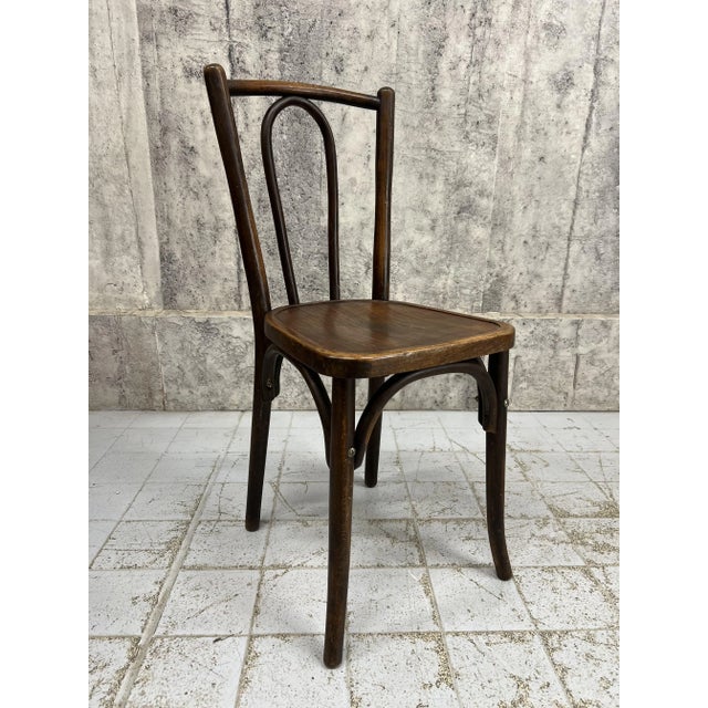 Wood Vintage Bistro Chairs in Dark Brown Bentwood, 1920s, Set of 6 For Sale - Image 7 of 10