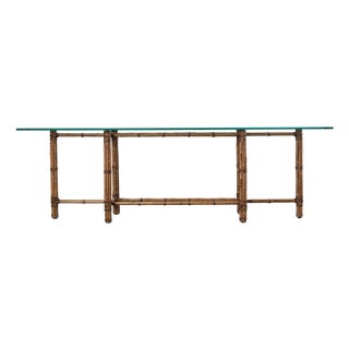 McGuire Organic Modern Bamboo Glass Console Table 8 Ft. For Sale