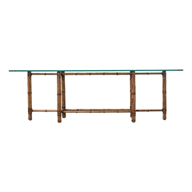 McGuire Organic Modern Bamboo Glass Console Table 8 Ft. For Sale