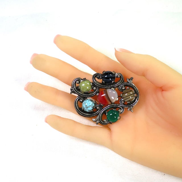 Vintage 1960s Miracle Celtic Art Glass Brooch | Chairish