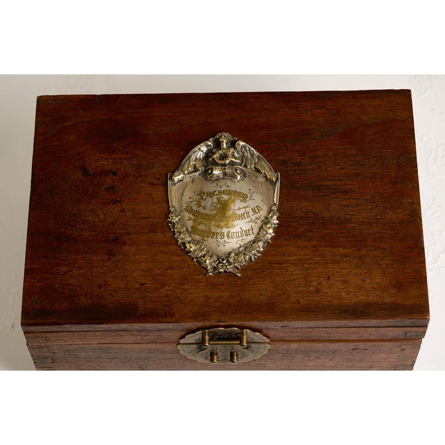 19th Century Huge C. 1910 Antique English Oak & Silver Plate Keepsake Box With Plaque For Sale - Image 5 of 9