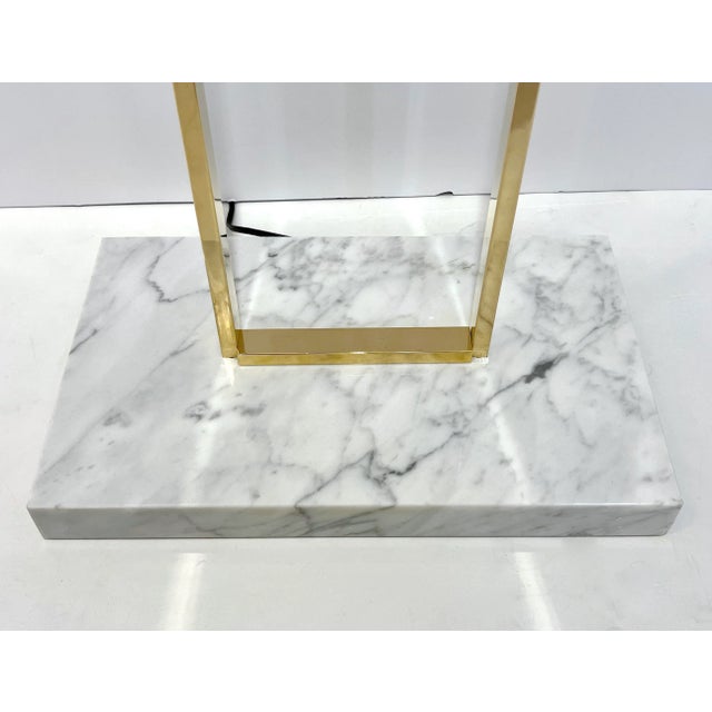 European Art Deco Style Minimalist Crystal Murano Glass Brass Marble Floor Lamp For Sale - Image 12 of 12