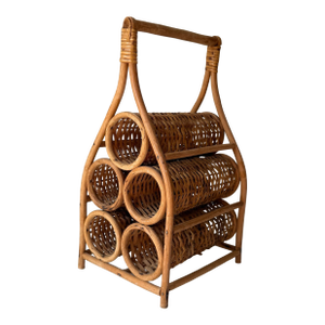 1970s Bamboo and Rattan Wine Rack