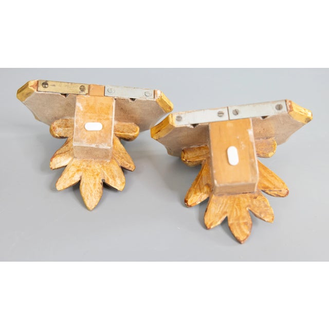 Wood Vintage Italian Giltwood Wall Brackets Shelves - a Pair For Sale - Image 7 of 7