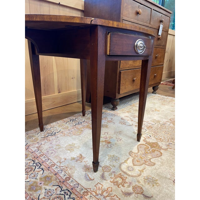 Ethan Allen Mahogany Drop-Leaf Side Table With Brass Pull and Inlay For Sale - Image 9 of 10