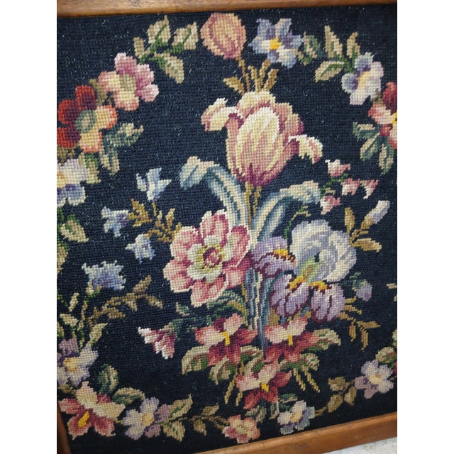 Vintage Large Framed Floral Needlepoint For Sale - Image 9 of 10