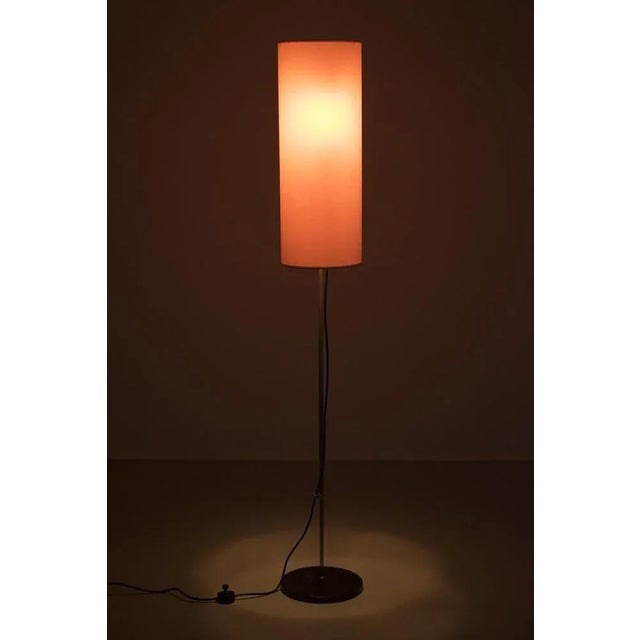 Beautiful Vintage Floor Lamp with Beige Tube Shade. The Floor Lamp has some traces of use such some stains and paint chips...