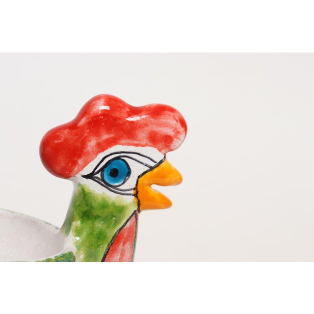 Pair of Hand Painted Vintage Italian Ceramic Rooster Compotes/Vases by De Simone For Sale - Image 10 of 18
