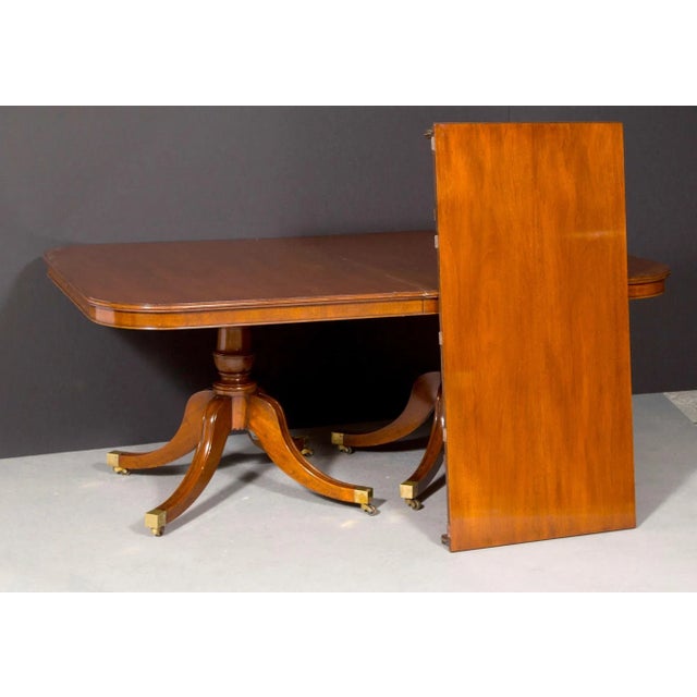 English George III Style Mahogany Double Pedestal Extending Dining Table For Sale - Image 4 of 10