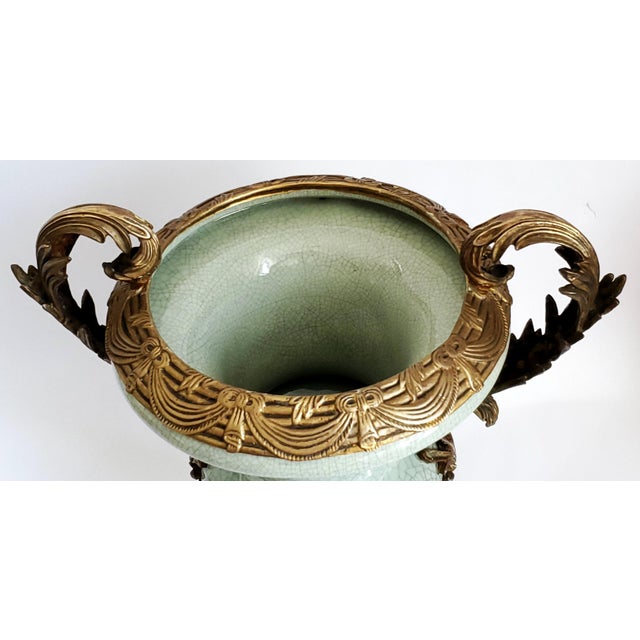 Celadon Vase Celadon Green Crackle & Ormolu - Extra Large For Sale - Image 8 of 12