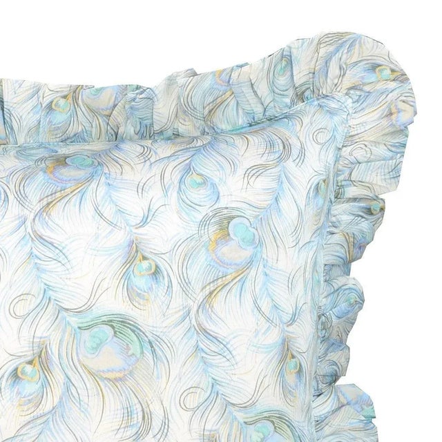 English Silk Ruffle Cushion Made With Liberty Fabric Florentine's Journey For Sale - Image 3 of 6