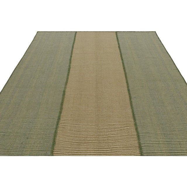 Contemporary Rug & Kilim’s Modern Kilim in Beige & Green Stripes For Sale - Image 3 of 7