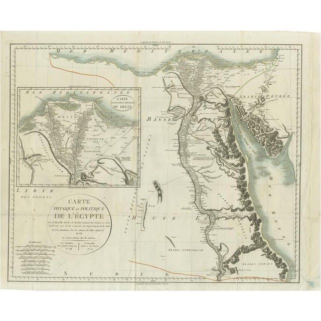 Antique Map of Egypt with Detailed Inset of the Nile Delta, 1799 For Sale