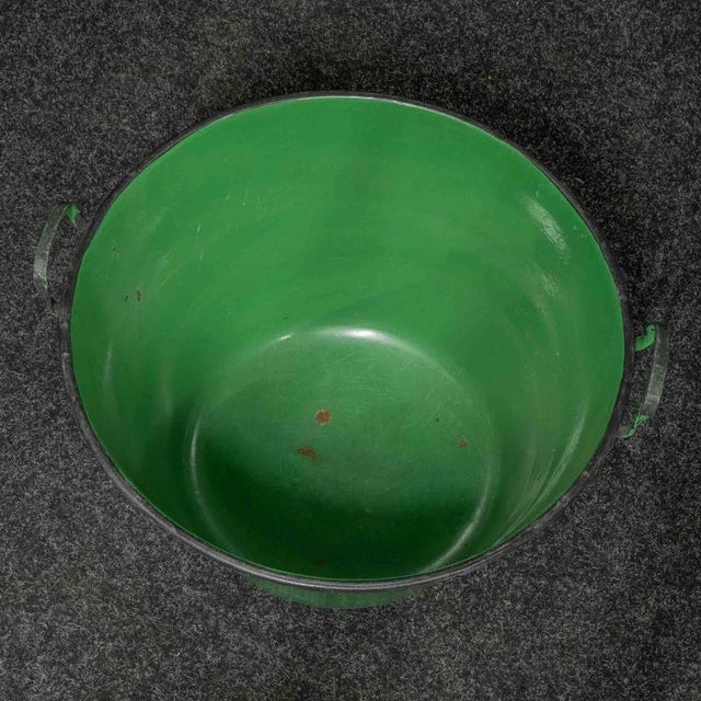Forest Green Antique Green Enamelled Bin For Sale - Image 8 of 11