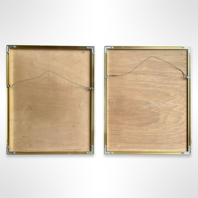 White Vintage Watercolor Avian Animal Paintings, Signed & Framed Pair For Sale - Image 8 of 8