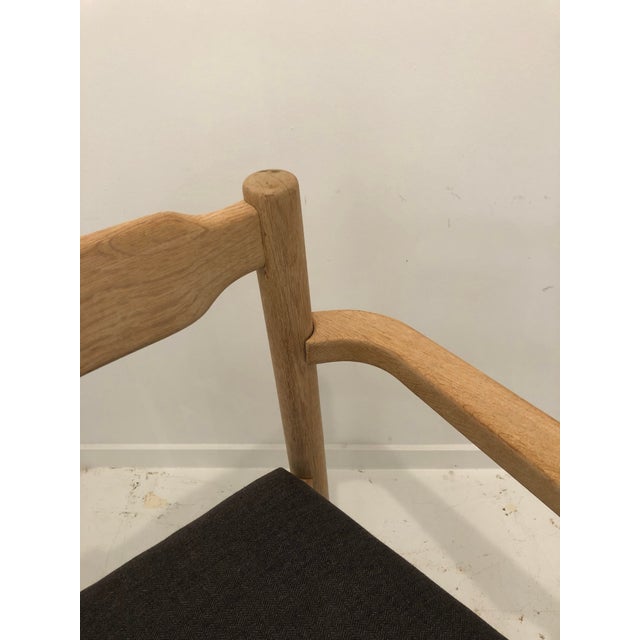 Tan Mid 20th Century Vintage French Mid-Century Modern Guillerme Et Chambron Wood Upholstered Arm Chair For Sale - Image 8 of 12