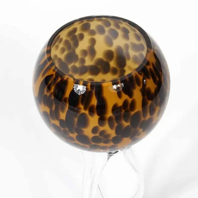 Mid 20th Century A Pair of Art Glass Stemmed Goblets in Tortoise Shell For Sale - Image 5 of 7