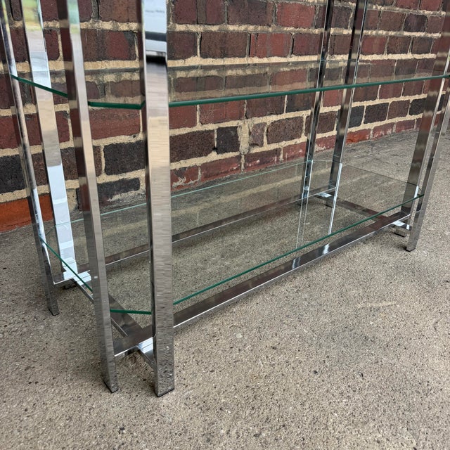 Mid 20th Century 1970s Milo Baughman Style Chrome and Glass Étagère Display Shelf For Sale - Image 5 of 8