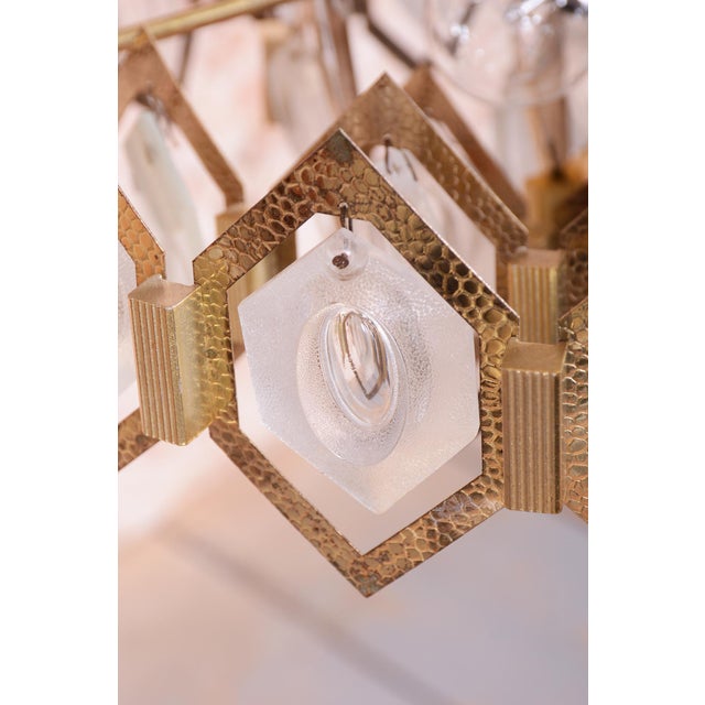 Gold Mid-Century Czech Chandelier attributed to J. Bejvl for Kamenický Šenov, 1960s For Sale - Image 8 of 12