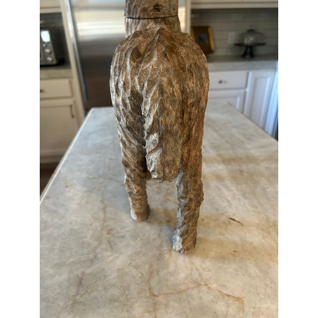 Antique European Folk Art Carved Wooden Sheep Sculpture For Sale - Image 9 of 11
