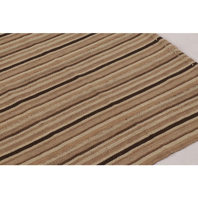 Contemporary Rug & Kilim’s Contemporary Kilim in Brown and Black Textural Stripes For Sale - Image 3 of 9