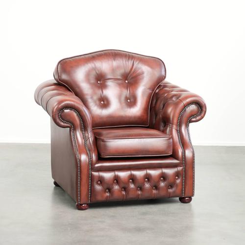 Cowhide Chesterfield Armchair in a Warm Brown Color Scheme For Sale - Image 13 of 13