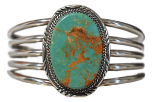 Vintage Native American Navajo Begay Sterling Silver Turquoise Cuff Bracelet