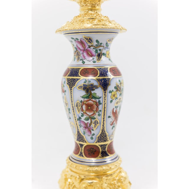 Gold Table Lamps in Porcelain and Gilt Bronze, 1880s, Set of 2 For Sale - Image 8 of 11
