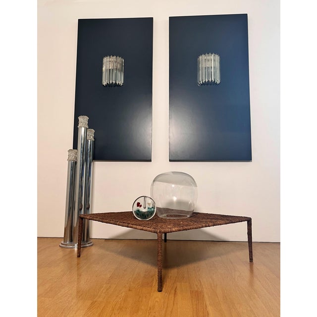 Fantastic pair of vintage Murano wall sconce made by 9 Murano crystal prism (quadriedri) for each applique in a chrome...