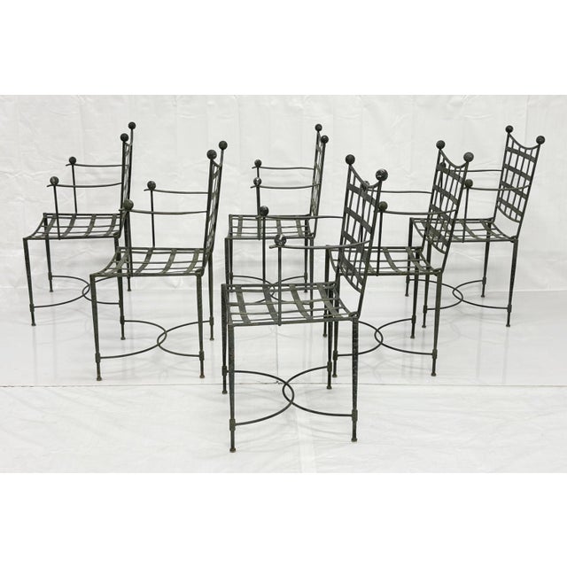 1970s 1970s Set of Six Mario Papperzini for Salterini, Iron Lattice Outdoor Armchairs, Attributed For Sale - Image 5 of 18
