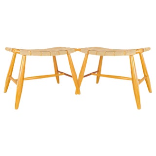 Mid-Century Swedish Lacquered Birch Stools, 1960s, Set of 2 For Sale