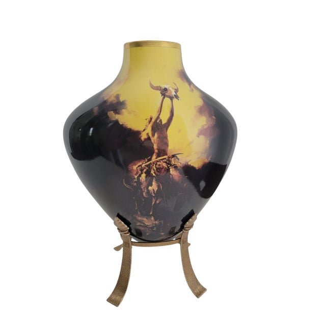 Buck McCain “Prayer to the Healing Spirit” Vase – Franklin Mint Native American Art W/ Stand For Sale - Image 4 of 8