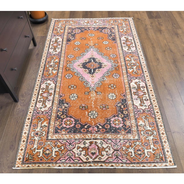 Vintage Turkish Hand-Knotted Rug is a semi-Vintage rug. '70s Eastern region of Turkey's unique rug is perfectly hand-...