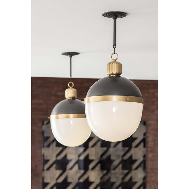 Traditional Regina Andrew Otis Pendant Large in Blackened and Natural Brass For Sale - Image 3 of 8