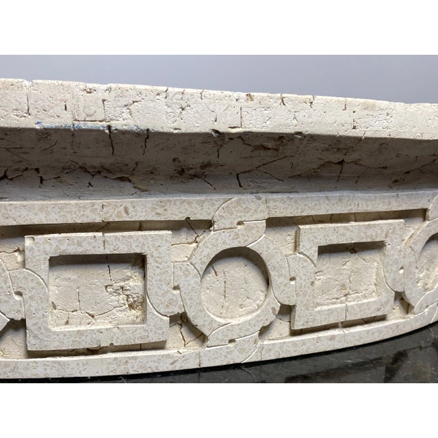 Modern Late 20th Century Oval Limestone Architectural Designed Decorative Bowl For Sale - Image 3 of 10