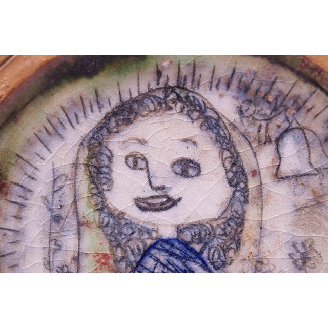 1970 Outsider Art Figural Stoneware Decorative Plate For Sale - Image 12 of 13