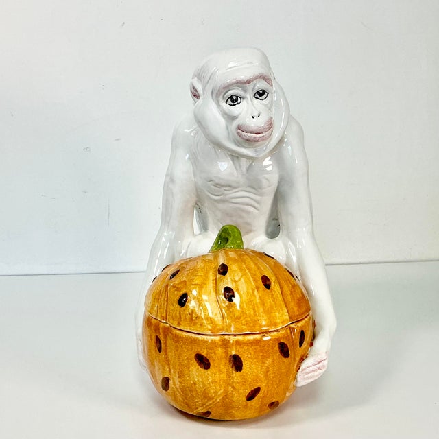 1940s Vintage Majolica Chinoiserie Hollywood Regency Figural Monkey After Chelsea House. For Sale - Image 11 of 18