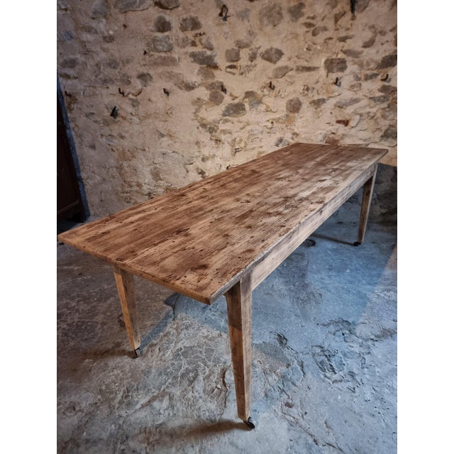 Antique French Pine Dining Table with Casters, 19th Century For Sale - Image 18 of 18
