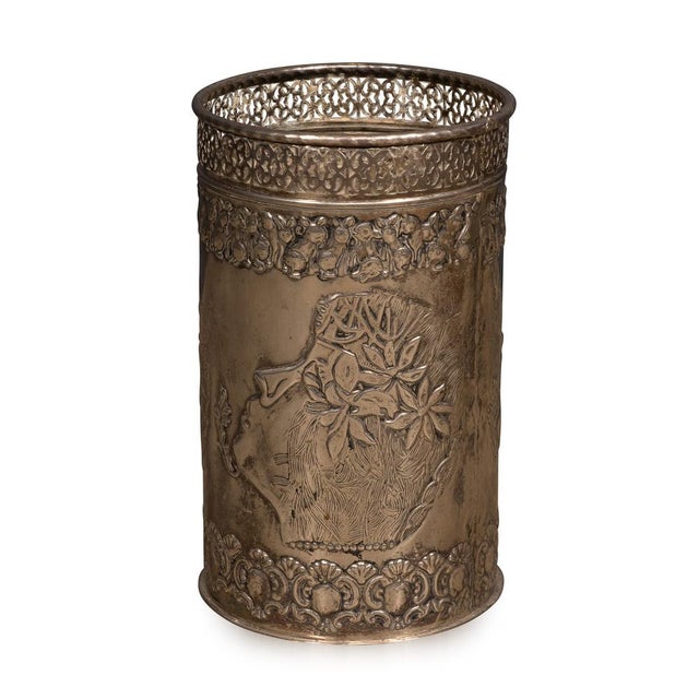Antique Art Deco Silver Plated Waste Paper Bin, 1920 For Sale - Image 13 of 13