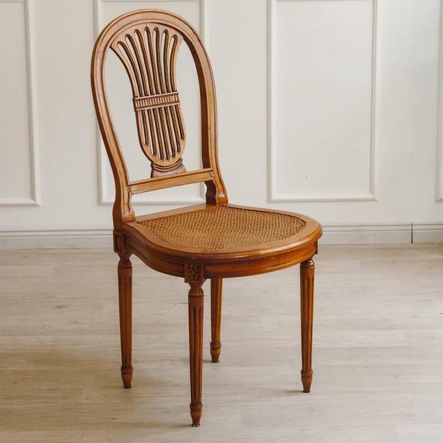 Louis XVI Chairs in Cherry Wood with Cane Webbing and Balloon Backrests, Set of 4 For Sale - Image 10 of 15