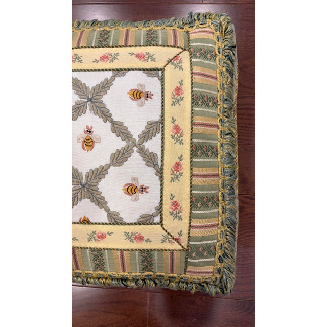 Late 20th Century Vintage French Aubusson Style Tapestry Pillow - Napoleonic Bee Motif For Sale - Image 5 of 5