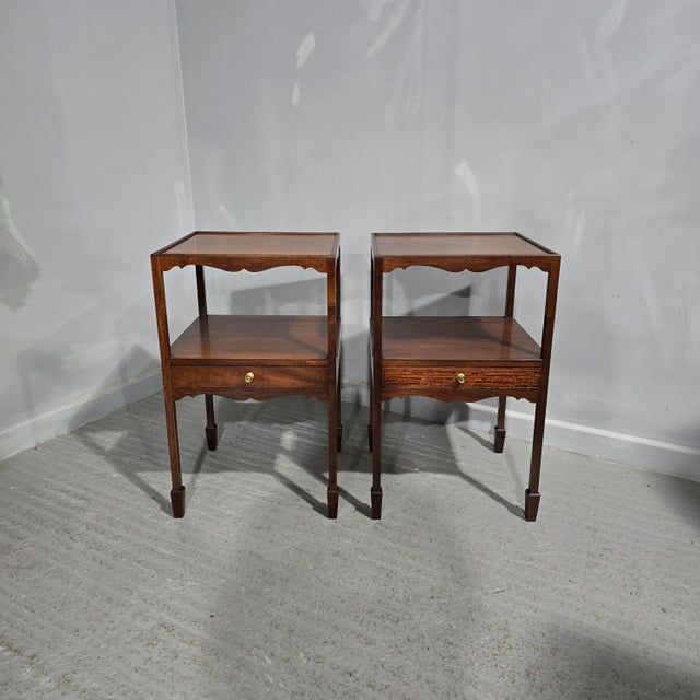Vintage Regency Bedside Tables in Mahogany, 1920, Set of 2 For Sale - Image 10 of 10