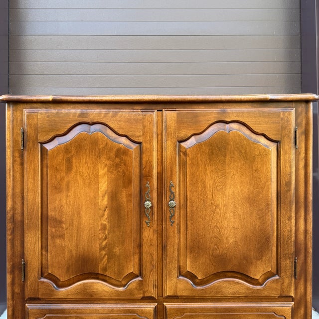 1980s 1980s Ethan Allen Country French Solid Birch 6 Drawer Highboy Armoire Dresser (26-5305 Fruitwood) For Sale - Image 5 of 18