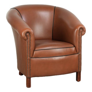 English Cowhide Club Armchair For Sale