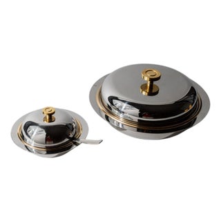 Vintage Stainless Steel Salad Bowls with Lids, 1980s, Set of 2 For Sale