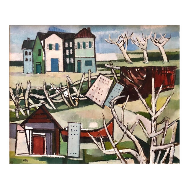 Carl Barth, German Modernist Oil Painting LOWER RHINE For Sale