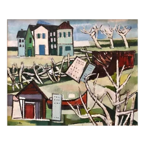 Carl Barth, German Modernist Oil Painting LOWER RHINE